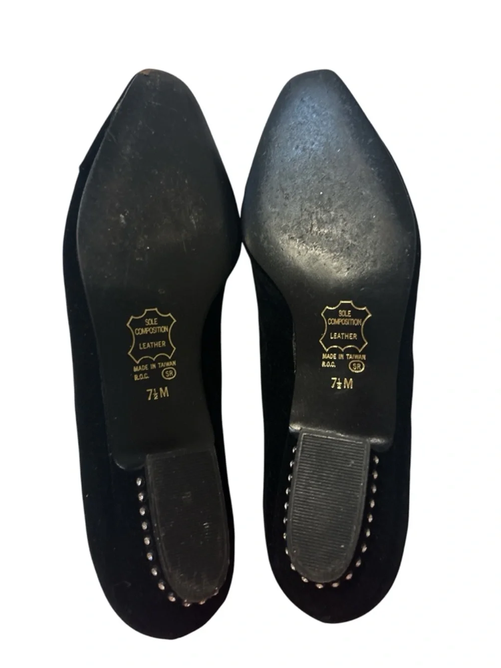 Nina Black Suede Pointed Flats with Crystal Band - Picture 3 of 4